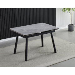 Стіл MADRID CERAMIC 120(180)*85 сірий глянець/чорний каркас Сарни