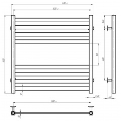Рушникосушарка електрична Magnus П8 600х600 Deffi Хром JD04 (A.MA.60.60.8.E.C.L.2) Київ