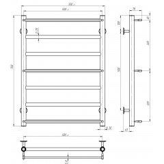 Полотенцесушитель электрический Ladder П7 500х700 Deffi Черный JD03 (C.LK.70.50.7.E.B.R.1) Одесса