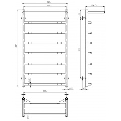 Рушникосушарка електрична Трапеція з полицею П8 500х900 Deffi Чорний EF16 (C.TP.90.50.8.E.B.R.5) Генічеськ
