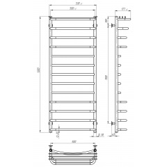 Полотенцесушитель электрический Юность П13 500х1300 Deffi Черный JD03 (C.YU.130.50.13.E.B.R.1) Миргород
