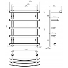 Рушникосушарка електрична Lotos П5 400х600 Deffi Хром JD04 (A.LO.60.40.5.E.C.L.2) Броди