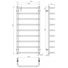 Полотенцесушитель электрический Стандарт П9 500х1100 Deffi Черный JD03 (C.SS.110.50.9.E.B.L.1) Бушево