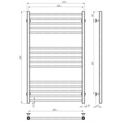 Рушникосушарка електрична Lima П15 600х1000 Deffi Чорний JD04 (A.LI.100.60.15.E.B.R.2) Сарни