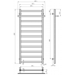 Полотенцесушитель электрический Nicolе П11 500х1200 Deffi Черный JD04 (B.NI.120.50.11.E.B.L.2) Коломыя