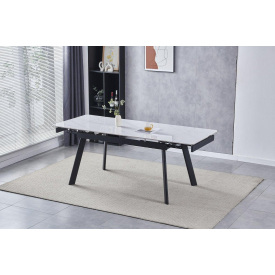 Стіл OSLO CERAMIC 120(180)*80 білий глянець/чорний каркас