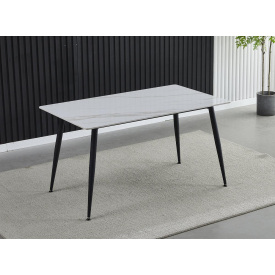 Стіл KING CERAMIC 140*80 білий глянець/чорний мат каркас