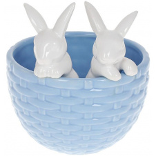 Горшок декоративный Кролики в корзинке 14х13.5х15см Blue BonaDi