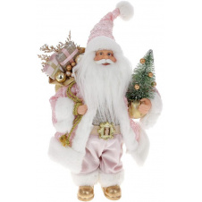 Декоративный Santa в серебристо-розовом цвете с елкой и подарками BonaDi 30см DP219427