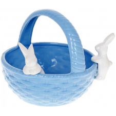 Конфетница-кашпо декоративный Зайки в корзинке 22х19х17см Blue BonaDi