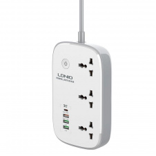 Подовжувач з USB 2 м Ldnio SCW3451 3USB Type-C 3 розетки QC Wi-Fi White