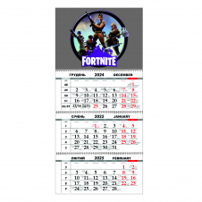 Квартальний настінний календар на 2025 Vivay Fortnite 30x65 см Різнокольоровий (hub_pm1q5o)
