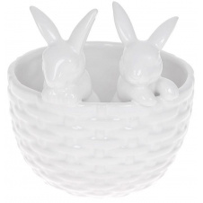 Горшок декоративный Кролики в корзинке 14х13.5х15см White BonaDi