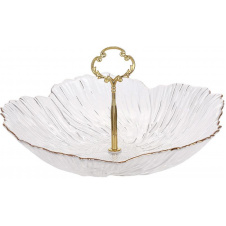 Фруктівниця з ручкою BonaDi Lotus 26х6 см Прозоро-золотий DP233062