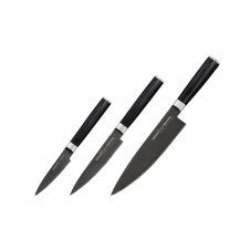 Набор из 3-х кухонных ножей Samura Mo-V Stonewash в подарочной коробке (SM-0220B)