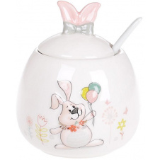 Сахарница ceramic Веселый кролик с шариками с керамической ложкой Bona DP41414