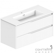 Подвесная тумба с раковиной Devit Style 1000 442100W белая матовая, фасад рейка
