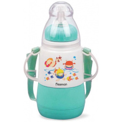 Бутылочка для кормления детская Baby Забавное купание 150 мл с ремешком аквамарин Fissman DP43985 Одесса