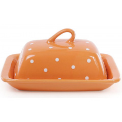 Масленка ceramic Белый горошек 21х12х16.5 см оранжевая Bona DP41342 Сумы