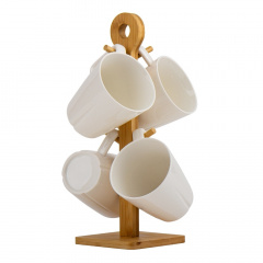 Кружки 4 штук на бамбуковой подставке 270 ml 9x9x10 cm Lefard Изюм