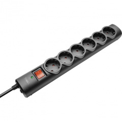 Мережевий фільтр 1.8 м Trust Surge Guard 6XSchuko на 6 розеток Black Чернівці