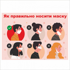 Плакат Vivay Як правильно носити маску А3 (7660) Запоріжжя