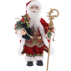 Декоративный Santa в красно-зеленом цвете с посохом и подарками BonaDi 30см DP219435 Ужгород