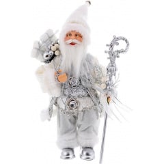 Декоративний Santa в кольорі срібло з подарунками та палицею BonaDi 30 см DP219399 Жмеринка