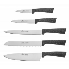 Набор из 5 кухонных ножей и подставки Gerlach Smart Granit (5901035502864) Житомир