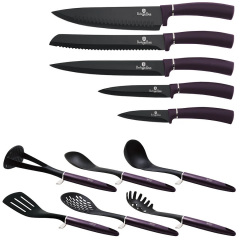 Кухонный набор с подставкой 12 предметов Berlinger Haus Purple Eclipse Collection (BH-6258) Черновцы