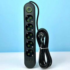 Удлинитель-переноска UA Power 6 м 5 розеток 3 USB F05U Черный Днепрорудное