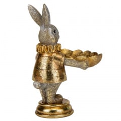 Декоративная статуэтка Кролик с подносом Gold 15х10х9 см Lefard Золотистый AL229130 Херсон