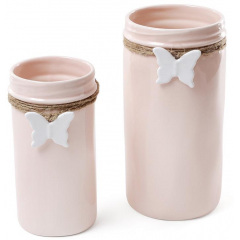 Ваза настільна для квітів Flowers Garden Метелик 26 см ceramic, рожевий Bona DP41724 Якимівка