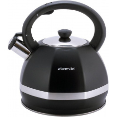 Чайник 3л из нержавеющей стали со свистком черный Kamille DP112959 Токмак