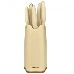 Набор кухонных ножей на подставке 5 шт MAGIO MG-1090 Beige Ивано-Франковск