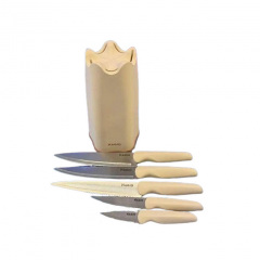 Набор кухонных ножей на подставке 5 шт MAGIO MG-1090 Beige Ивано-Франковск