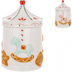 Ємність з кришкою BonaDi Gingerbread carousel для сипучих продуктів 1500 мл Різнокольоровий DP233124 Київ