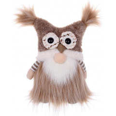 Декоративна іграшка Gnome with owl hat 30 см Різнокольоровий BonaDi DP232206 Косів