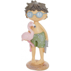 Фігурка інтер'єрна Boy with Flamingo 7.5x6.5x18 см Bona DP118176 Фастів