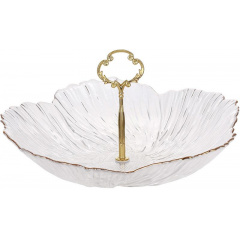 Фруктовница с ручкой BonaDi Lotus 26х6 см Прозрачно-золотой DP233062 Запорожье