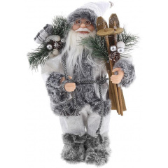 Декоративний Santa в сірому кольорі з лижами та подарунками BonaDi 30 см DP219413 Ізюм