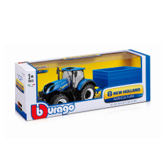 Машинка Bburago farm трактор New Holland з причепом 1:32 Чорно-синій (KD88479) Золотоноша