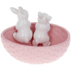 Горшок декоративный Кролики в корзинке 20х15х14.5см Pink BonaDi Ивано-Франковск