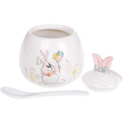 Сахарница ceramic Веселый кролик с шариками с керамической ложкой Bona DP41414 Изюм