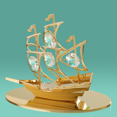 Декоративная фигурка со стразами Crystocraft Кораблик 10х7 см Золотистый AL97258 Кропивницкий
