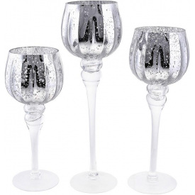 Интерьерные подсвечники в наборе 30см 35см 40см Elpio Silver DP218758 BonaDi