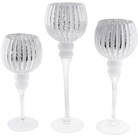 Интерьерные подсвечники в наборе 30см 35см 40см Ero Silver White DP218755 BonaDi
