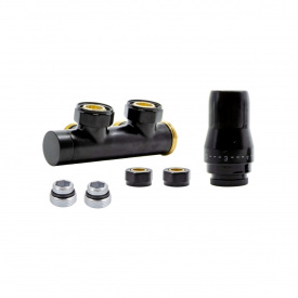 Термостатический комплект Schlosser Duo-Plex 3/4x15 mm Cu угловой правый, черный матовый (HB02KPC-R90051)