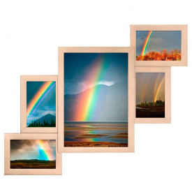 Настінна фоторамка Лісенка Бежева 62*50 см на 5 фото Sabefet T-FX30204