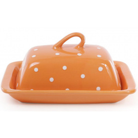 Масленка ceramic Белый горошек 21х12х16.5 см оранжевая Bona DP41342